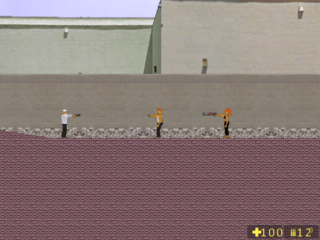 Screenshot of two players aiming at an enemy